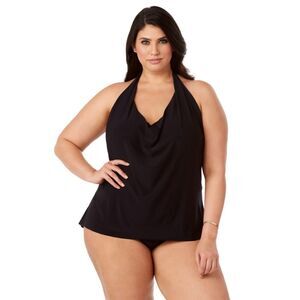 New! MAGICSUIT Sophie Plus Size Halter Tankini Swim Top Underwire Black Size 16W